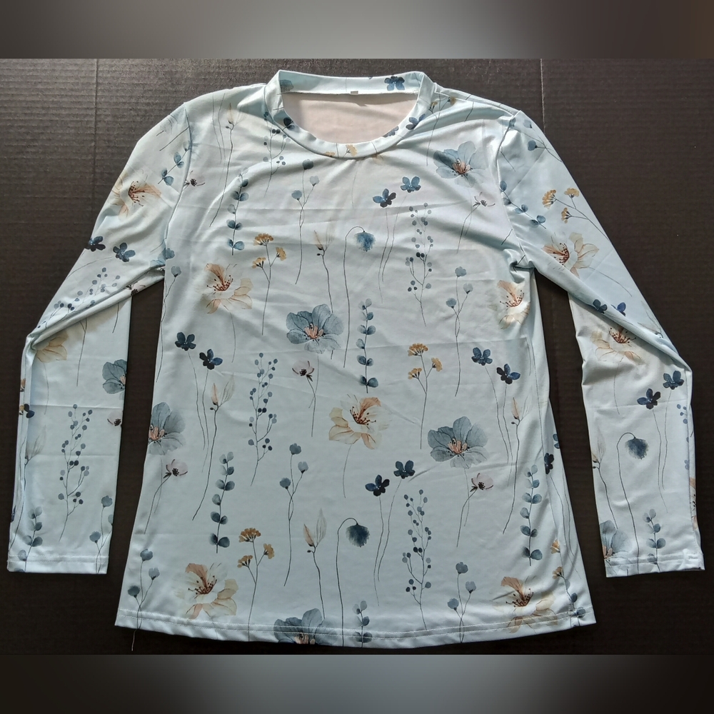 Silky Floral Long Sleeve Top